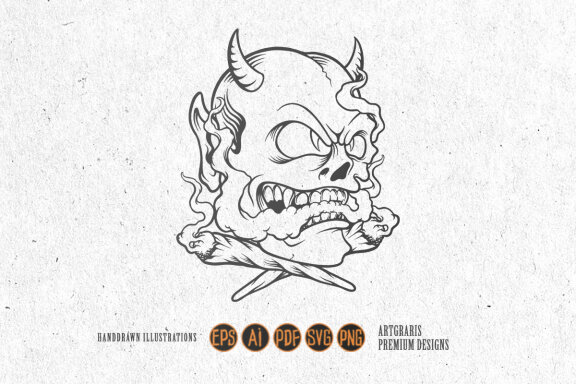 Silhoutte Scary devil smoke cannabis