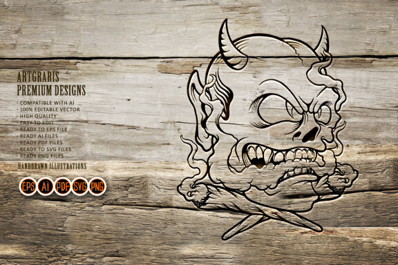 Silhoutte Scary devil smoke cannabis