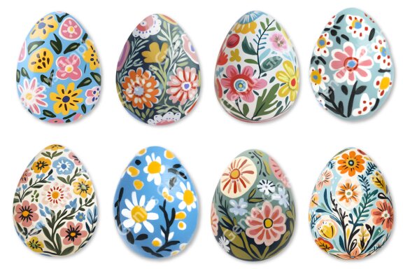 Folk Art Easter Eggs Clipart Bundle