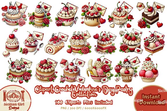 180 Clipart - Valentine's Day Pastry Vol.01