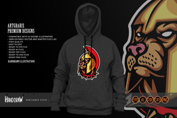 Spartan Knight Angry Bulldog Mascot Logo