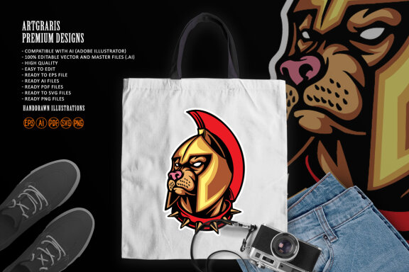 Spartan Knight Angry Bulldog Mascot Logo