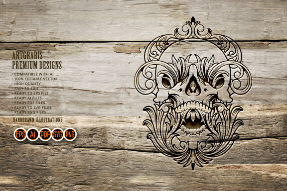 Angry skull frame classic Silhouette