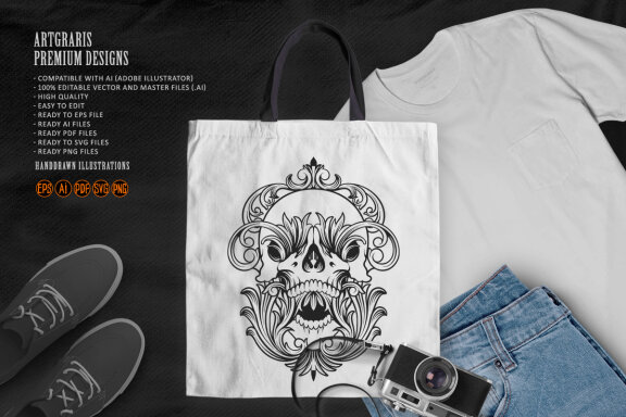 Angry skull frame classic Silhouette
