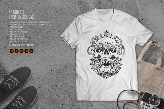 Angry skull frame classic Silhouette