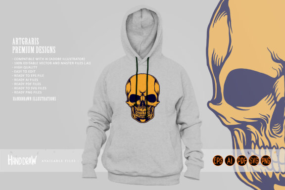 Skull Head Mascot Simple Illustrations