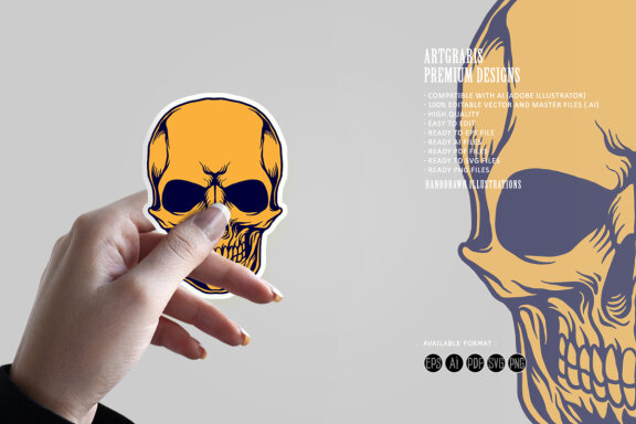 Skull Head Mascot Simple Illustrations