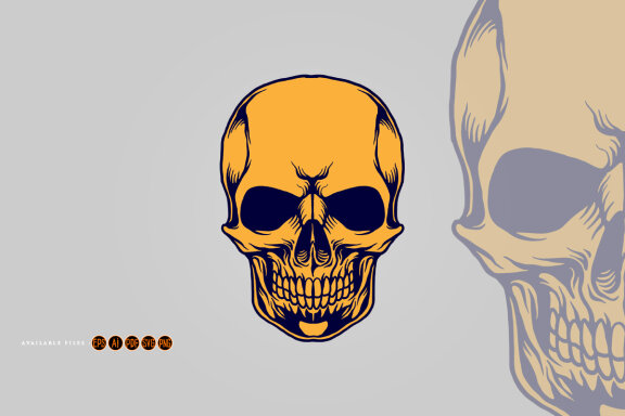 Skull Head Mascot Simple Illustrations