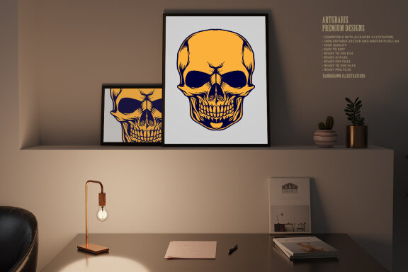 Skull Head Mascot Simple Illustrations