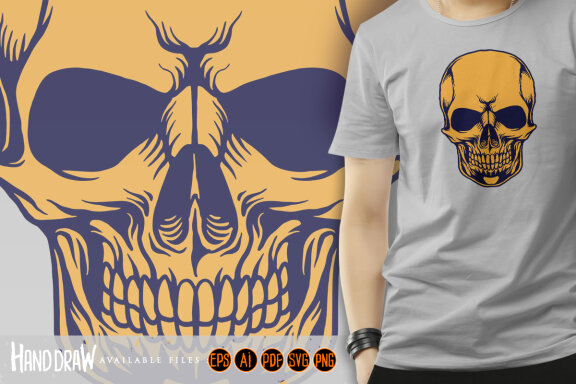 Skull Head Mascot Simple Illustrations