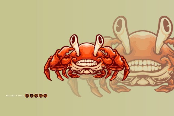 Smiling Crab mascot cartoon style