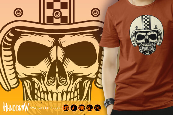 Skull helmet motorcycle logo mascot