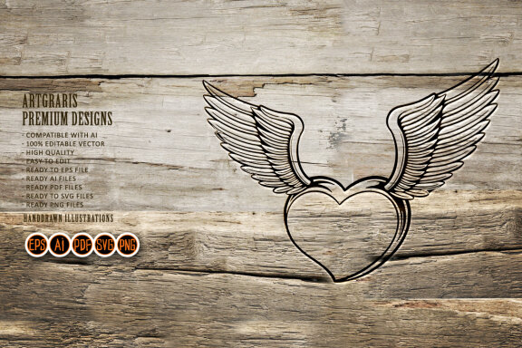 Clipart Flying cute heart love tattoo Silhouette