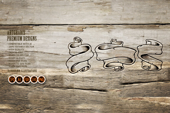 Silhouette Banner vintage label hand drawn