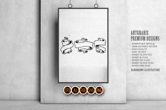 Silhouette Banner vintage label hand drawn