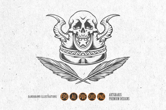 Silhouette Symbol Vintage helmet skull horn
