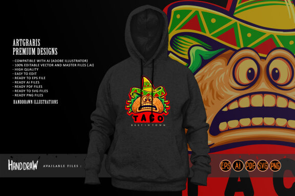 Funny tacos mexican logo mascot