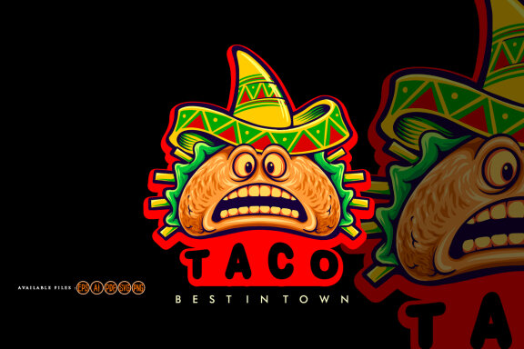 Funny tacos mexican logo mascot