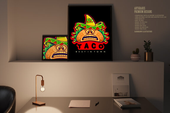 Funny tacos mexican logo mascot