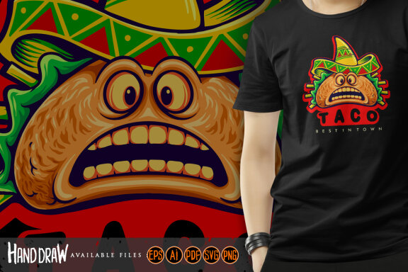 Funny tacos mexican logo mascot