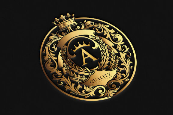 Elegant shield crown badge with classic ribbon