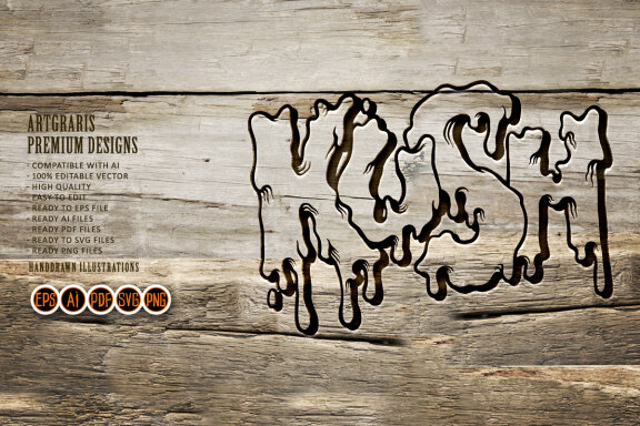 Kush Text typeface melting Monochrome