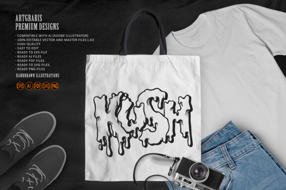 Kush Text typeface melting Monochrome