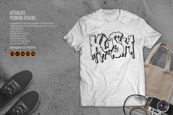 Kush Text typeface melting Monochrome
