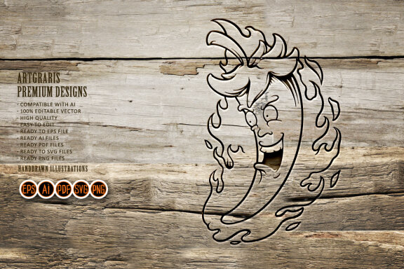 Silhouette Fire chili aflame logo food restaurant
