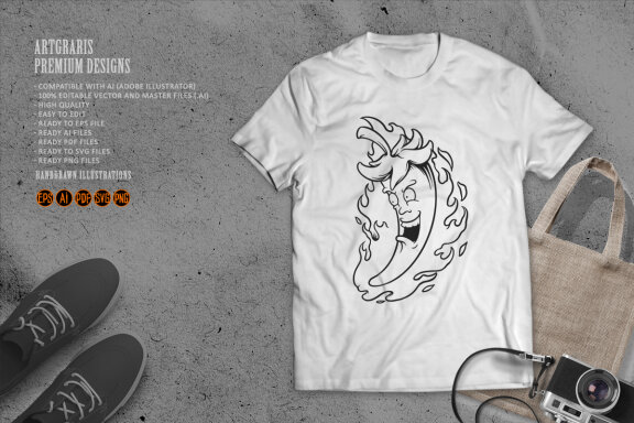 Silhouette Fire chili aflame logo food restaurant