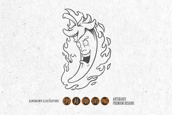 Silhouette Fire chili aflame logo food restaurant