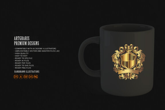 Luxury shield crown badge with classic ribbon Logo