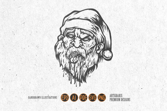 Spooky santa zombie bloody Silhouette