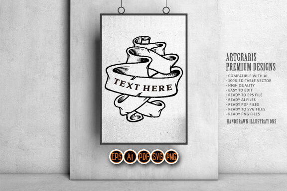 Classic banner ribbon label vintage Silhouette