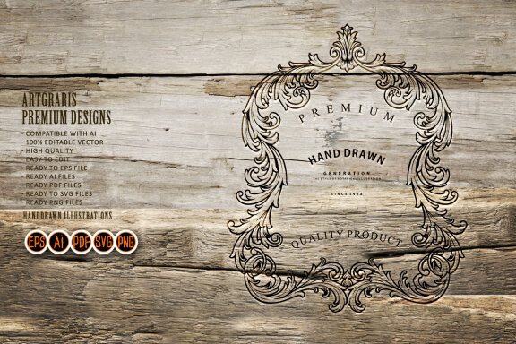 Clipart Badge vintage flourish frame classic elegant