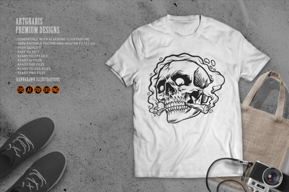 Head skull smoking weed Silhouette