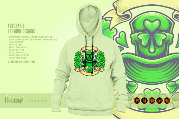 St patricks clover day with vintage banner