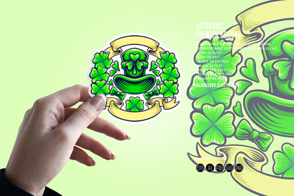 St patricks clover day with vintage banner