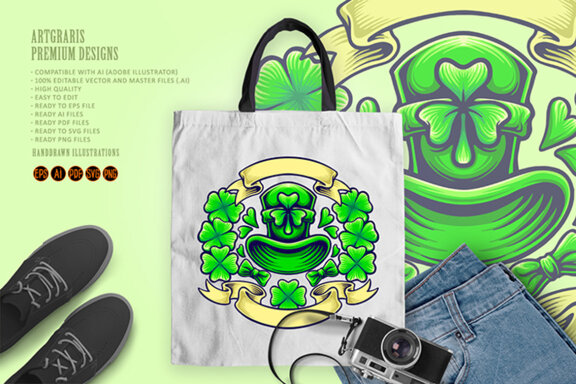 St patricks clover day with vintage banner