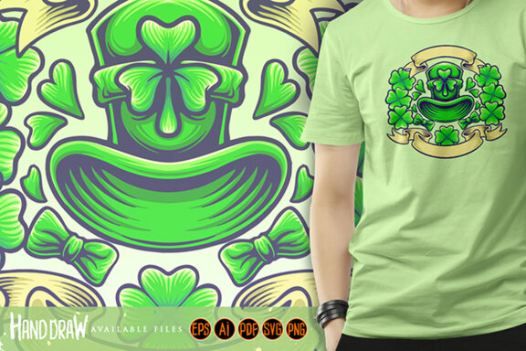 St patricks clover day with vintage banner