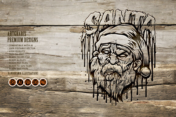Horror santa zombie bloody Silhouette