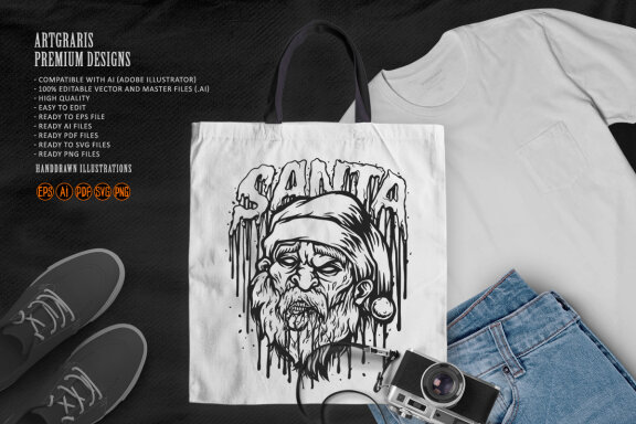 Horror santa zombie bloody Silhouette
