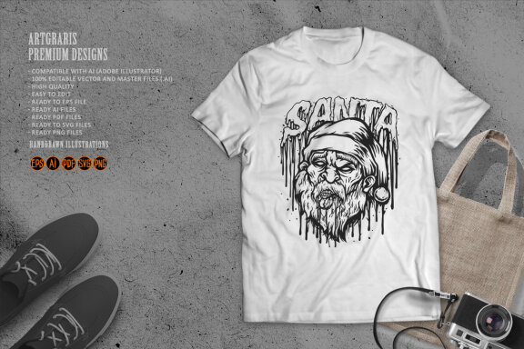 Horror santa zombie bloody Silhouette