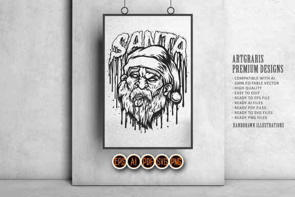 Horror santa zombie bloody Silhouette