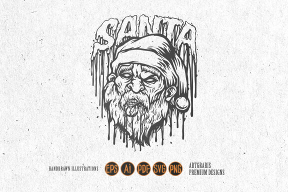 Horror santa zombie bloody Silhouette