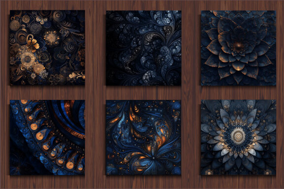 15 Fractals Mandala Drak Background