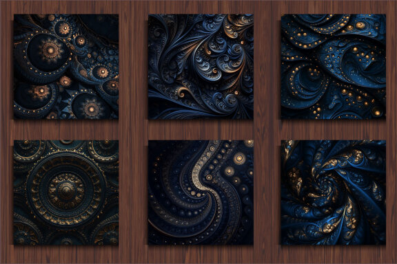 15 Fractals Mandala Drak Background