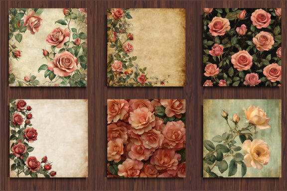 Antique Roses Printable Digital Paper