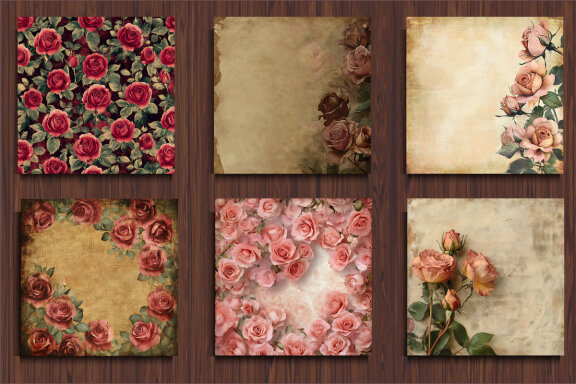Antique Roses Printable Digital Paper