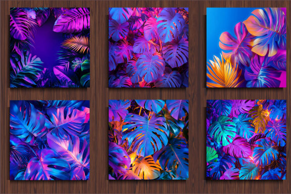 Vibrant Palm Leaves Background